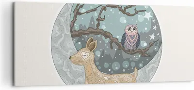 Produktbild von Bild auf Leinwand - Leinwandbild - Tiere Nacht Mond Eule - 120x50cm - Wand Bild - Wanddeko - Leinwanddruck - Bilder - Kunstdruck - Wanddekoration - Leinwand bilder - Wandkunst - AB120x50-2853
