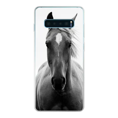 Produktbild von MuchoWow® Handyhülle Schutzhülle Hülle für Samsung Galaxy S10 Plus Pferd - Schwarz - Weiß - Porträt Silikon Softcase Handy Hülle - Schutzhülle