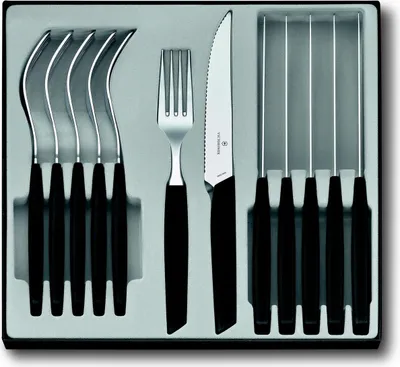 Image de Swiss Modern, set de couverts (couteau à steak), 12pcs,12cm,vagues,noir