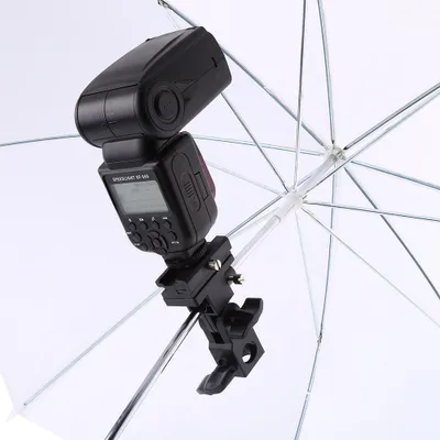 Zdjęcie produktu dla Czarny uchwyt parasolowy do lampy błyskowej z gorącą stopką, uchwyt do statywu oświetleniowego do fotografii i wideo