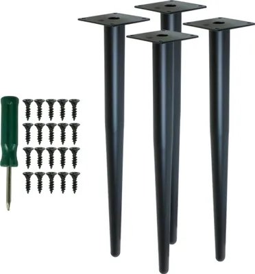 Produktbild von Metallfuß aus Stahl 45 cm gerade Sofafuß Schrankfuße Schwarz 4 Stück