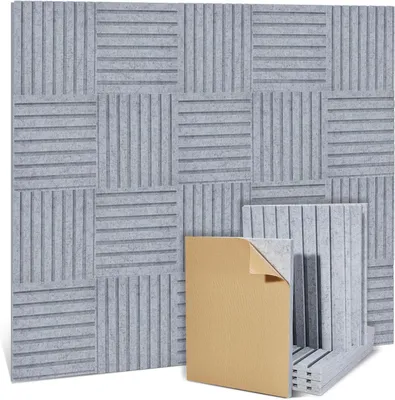 Immagine prodotto di Pannelli acustici autoadesivi, confezione da 4 pezzi, dimensioni 30 x 32 cm, finitura noce, per montaggio a parete