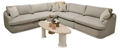Image de Canapé d'angle modulaire gris en forme de L – Élégant et confortable pour votre salon