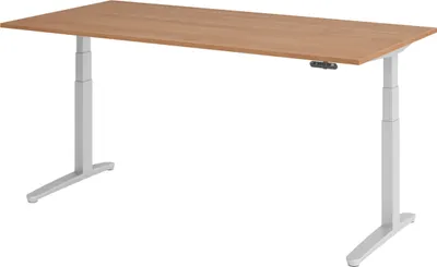 Produktbild von bümö Schreibtisch elektrisch XBHM - Gestell: Silber, Nachbildung: Nussbaum, Größe:  200 x 100 cm