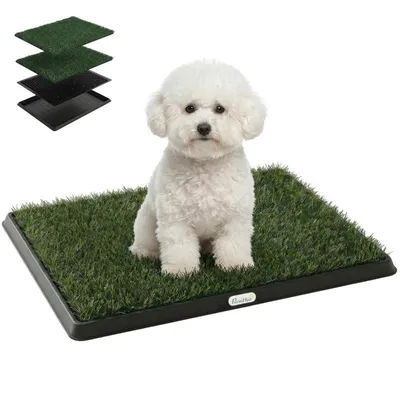 Produktbild von Hundetoilette – Welpentoilette aus Kunstrasen – Welpen-Trainingsmatte – Inklusive Kunstrasenmatte – 63 x 50,5 x 3,5 cm – Grün