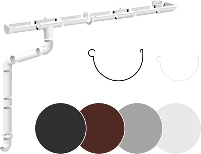 Produktbild von RAINWAY L Regenrinnen Komplettset (1 Dachseite) - PVC-U Kunststoff in 4 Farben, für Dachflächen > 100m² empfohlen (Set für min. 2 Meter, weiß) Dachrinne Gartenhaus Carport