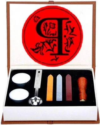 Produktbild von Famanu Wachssiegel-Stempelset - Buchstabe P mit Holzgriff und Wachs
