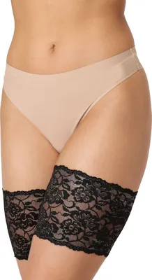 Produktbild von Merry Style Oberschenkelbänder Selbsttragende, elastische Oberschenkelbänder Anti-Reibung mit Spitze und Silikonbändern Oberschenkelband MS10-436 (Schwarz, XL) .