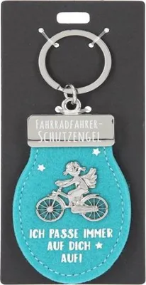 Produktbild von Depesche Schutzengel \Fahrradfahrer\" Schlüssel-Anhänger aus blauem Filz und Metall, Glücksbringer als kleines Geschenk für die Liebsten unterwegs - ein Stück"