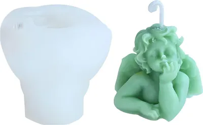 Imagen del producto de Molde de silicona para velas o jabones, con forma de ángel sosteniendo algo, 70 x 65 mm, 57 g