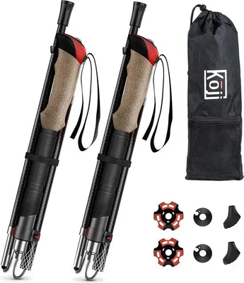 Produktbild von Famanu Wanderstöcke leicht und verstellbar - faltbare Nordic Walking Stöcke mit Tasche und Zubehör