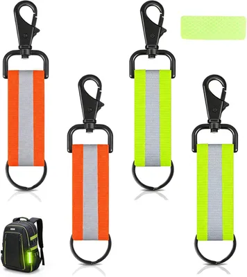 Immagine prodotto di Ganci riflettenti, confezione da 4 pezzi, riflettori, zaino, adulti, elementi riflettenti, portachiavi riflettenti per zaini, borse da scuola, biciclette