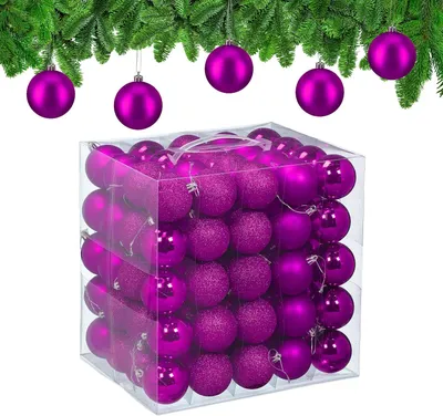 Produktbild von Weihnachtsdekorationen – Set mit 100 Stück – Kunststoff – Glitzernd – Glänzend – Lila