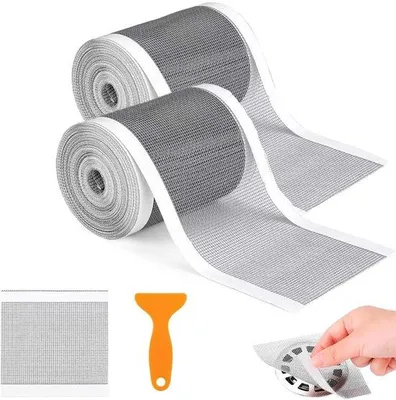 Produktbild von Haarvanger für Dusche - 2 Stücke - 10 cm x 10 m - Verhindert Verstopfungen - Duschehaarfänger - Gootschieber - Abflussstopper - PVC-Gewebe - geeignet für Küche, Badezimmer, Badewanne, Balkon, Waschraum