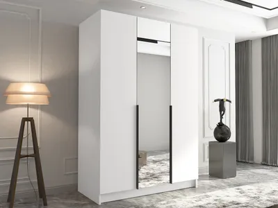 Obrázek produktu pro Vysoká šatní skříň 150 cm se zrcadlem SHEELA 2 - bílá / černá