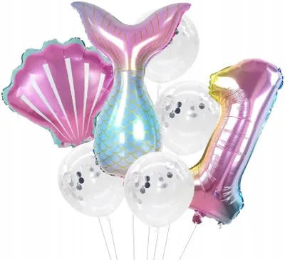Immagine prodotto di Palloncini - Colori da sirena - Decorazioni creative - Elio - Festa di compleanno - Coriandoli - Accenti eleganti