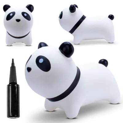 Obrázok produktu pre SUN BABY skákacie zvieratká od 1 roka s pumpičkou nafukovacia skákacia hračka z kvalitnej a odolnej gumy biela panda