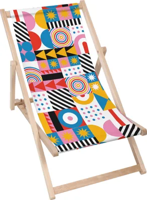 Produktbild von Dreamroots Liegestuhl klappbar Holz, bis zu 130 kg, Sonnenliege klappbar mit 3-stufiger Neigungsregulierung der Rückenlehne, Geometric Mosaic