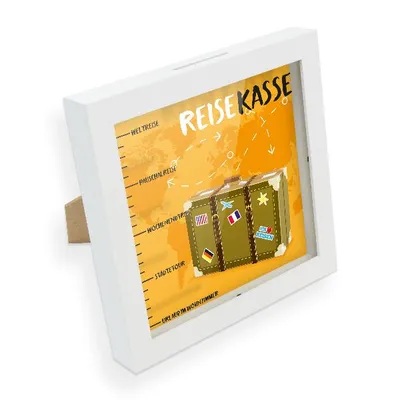 Produktbild von itenga Bilderrahmen Spardose Reisekasse (Motiv 8) - Einleger, Plexiglasscheibe