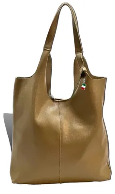 Produktbild von Florence Leder Tasche Damen Shopper taupe beige 37x5x38cm inklusive Italien Flagge D2OTF166I5