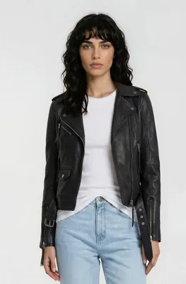 Produktbild von Milena Damen Echtleder Lederjacke Schwarz S