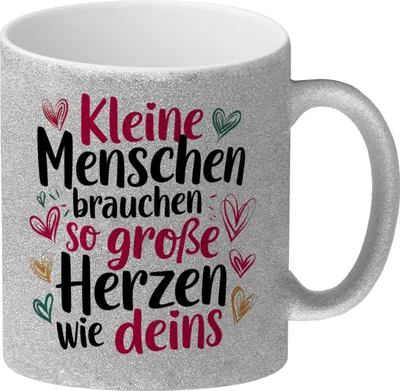 Produktbild von Kleine Menschen brauchen so große Herzen wie deins Glitzer-Kaffeebecher