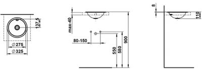 Zdjęcie produktu dla LAUFEN H517FM20001091 WC do zabudowy f. o. FORM 325x325x140