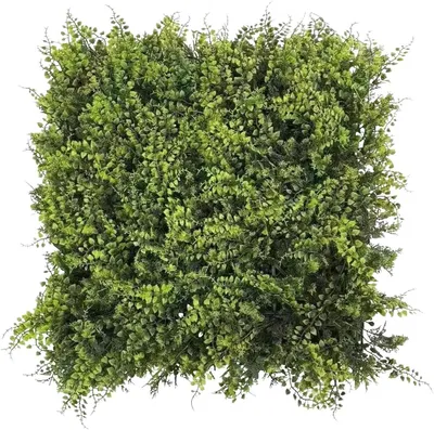 Produktbild von Kunstgras Wandpaneele 12er Set 50×50 cm – Tropische Farnblätter – Sichtschutz Wandverkleidung für Innen & Außen – Grün