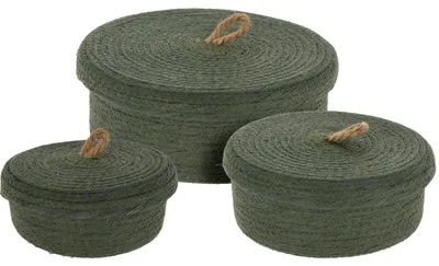 Produktbild von Deko-Aufbewahrungskörbe, Deckel aus Jute, 3er-Set