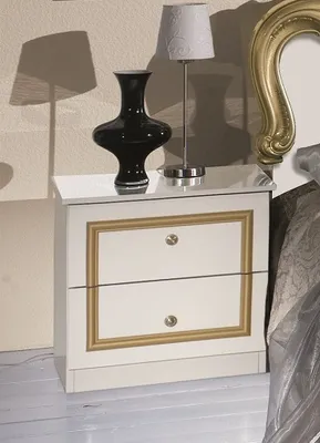 Produktbild von Barock Nachtkonsole Eva 2er Set in Weiß / Gold