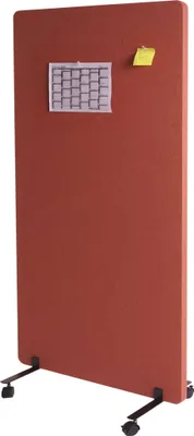 Produktbild von Akustik-Trennwand HWC-G77, Büro-Sichtschutz Raumteiler Pinnwand, doppelwandig rollbar Stoff/Textil  147x80cm braun