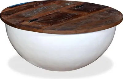 Produktbild von vidaXL Recyceltes Holz Couchtisch Schale Geformt Weiß Tisch Wohnzimmer Tisch Tische