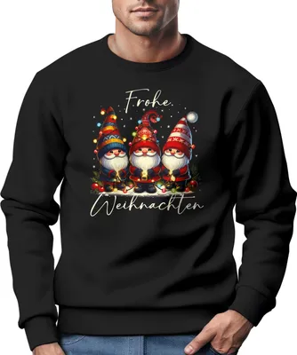 Produktbild von Sweatshirt Herren Weihnachtspullover Wichtel Aufdruck Frohe Weihnachten Weihnachtsoutfit Männer Moonworks®
