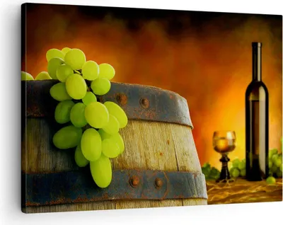 Produktbild von Bild auf Leinwand - Leinwandbild - Landwirtschaft Alkohol Fass Tasse - 70x50cm - Wand Bild - Wanddeko - Leinwanddruck - Bilder - Kunstdruck - Leinwand bilder - Wandkunst - AA70x50-2156