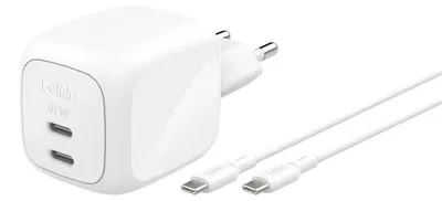 Produktbild von Belkin Ladegerät Dual USB-C 67W PD PPS+2m Kabel WCH020kq2MWH-B6