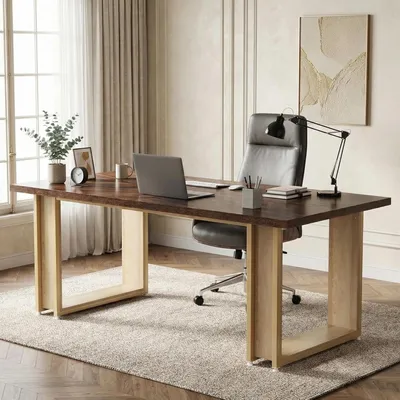 Immagine prodotto di Scrivania per computer - Tavolo da lavoro - Scrivania - Piano in legno - Struttura in metallo robusta
