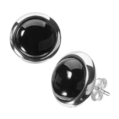 Produktbild von MATERIA Damen Ohrstecker Onyx Edelstein 925 Silber schwarz rund rhodiniert in Schmuckbox #SO-349