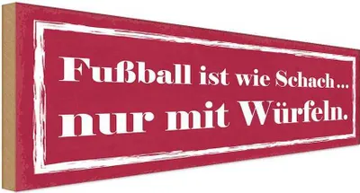Produktbild von vianmo Holzschild 10x27 cm Fußball wie Schach mit Würfeln Sport Hobby