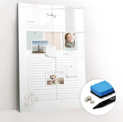 Produktbild von Magnetische Wandtafel - Schwarzer Marker + Schwamm + Magnete - 60 x 90 cm - Today's Planner