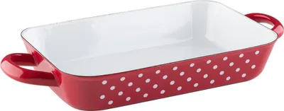 Produktbild von Riess Bratpfanne 26/17cm Brat/Backform Emaille Country Pünktchen rot