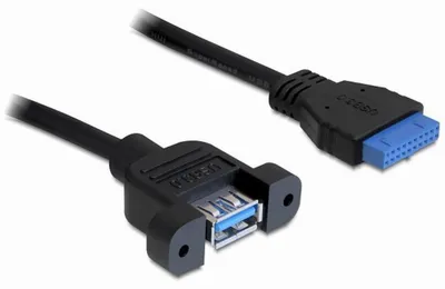 Produktbild von DeLOCK 0.5m USB 3.0 F/F, 0,5 m, USB A, IDC, Schwarz
