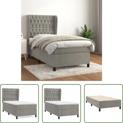 Produktbild von The Living Store Boxspringbett mit Matratze Hellgrau 90x190 cm Samt