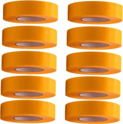 Immagine prodotto di 10 rotoli di nastro adesivo professionale oro 50 m x 24 mm - nastro crespo oro per pittori - nastro per mascheratura per pittori e decoratori - crespo per interni ed esterni - crespo per pittori - nastro adesivo versatile per lavori di pittura