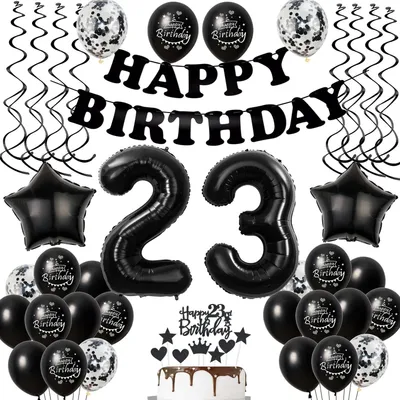 Zdjęcie produktu dla Balony dekoracyjne na 23. urodziny, kolor czarny i biały