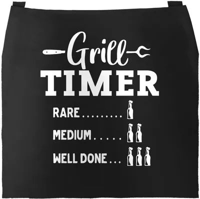 Produktbild von Grill-Schürze für Männer Grill -Timer Rare Medium Well Done Bier Baumwollschürze Küchenschürze Moonworks® schwarz unisize