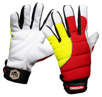 Image de Gants de travail pour tronçonneuse Oregon Protect Pro, rouge/jaune, taille S – Rouge et jaune