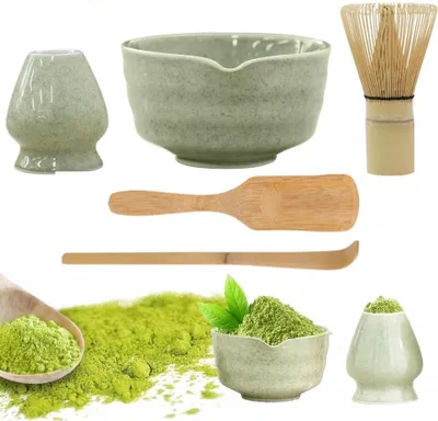 Produktbild von Matcha-Set - Japanische Accessoires für die Matcha-Zeremonie - 5 Stück - Bambus