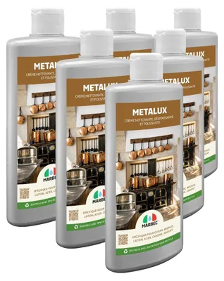 Image de Crème polissante pour métaux cuivre bronze laiton argent chrome Marbec METALUX - 250GRx6PCS