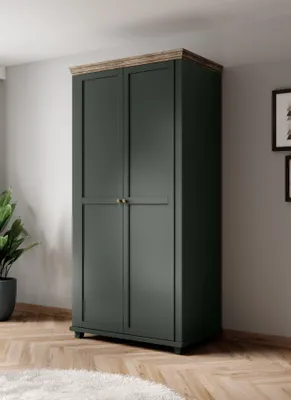 Obrázek produktu pro Dvoudveřová šatní skříň EROL - šířka 108 cm, dub lefkas / zelená