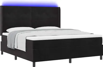 Immagine prodotto di Letto a molle con materasso con led Nero 180 x 200 cm Velluto